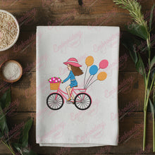 Young Woman Riding Bicycle Embroidery Design