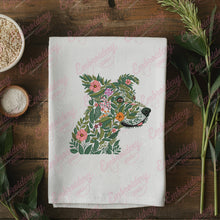 Tropical Leaves And Flowers Dog Embroidery Design