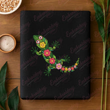 Colorful Botanical Gecko Embroidery Design