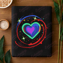 Green Neon Lights Heart Embroidery Design