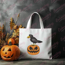 Crow On Halloween Pumpkin Embroidery Design