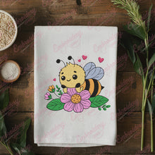 Cute Bee and Flower Embroidery Design
