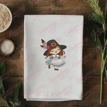 Little Pilgrim Girl Thanksgiving Embroidery Design