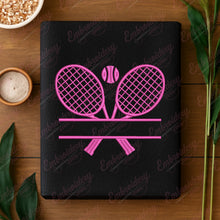 Crossed Tennis Rackets With Ball Embroidery Design