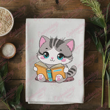 Cat Reading Book Embroidery Design