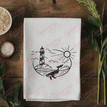 Whale Lighthouse Embroidery Design