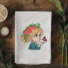 Cute Girl With Butterfly Embroidery Design