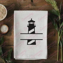 Lighthouse Split Name Frame Embroidery Design