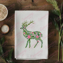 Tropical Leaves And Flowers Deer Embroidery Design