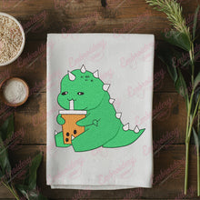 Boba Drinking Dinosaur Embroidery Design