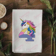 Unicorn Number 4th Birthday Embroidery Design