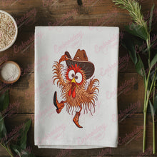 Crazy Chicken Rooster Wearing Cowboy Hat Embroidery Design