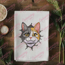 Funny Cat Cracked Wall Embroidery Design