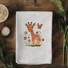 Floral Giraffe with Butterfly Embroidery Design