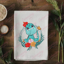 Dinosaur With Flower Machine Embroidery Design