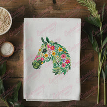 Tropical Leaves And Flowers Horse Embroidery Design