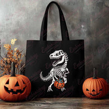 Halloween T-Rex Dinosaur Skeleton with Pumpkin Embroidery Design