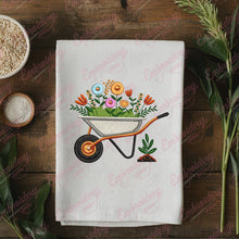 Floral Wheelbarrow Gardening Embroidery Design