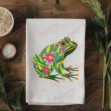 Tropical Leaves And Flowers Frog Embroidery Design
