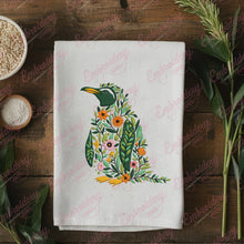Colorful Botanical Penguin Embroidery Design