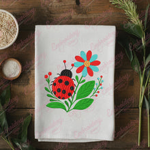 Ladybug Floral Wreath Embroidery Design