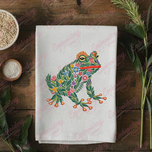 Tropical Leaves And Flowers Tree Frog Embroidery Design