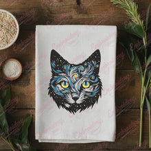Starry Night Cat Face Embroidery Design