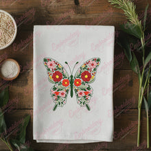 Tropical Leaves And Flowers Butterfly Embroidery Design
