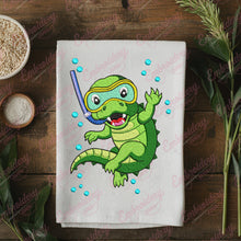 Alligator Diving Embroidery Design