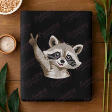 Peace Sign Raccoon Embroidery Design