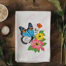 Featuring A Butterfly And Flowers Embroidery Design