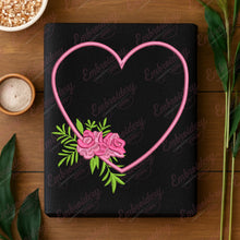 Elegant Heart Flower Embroidery Design