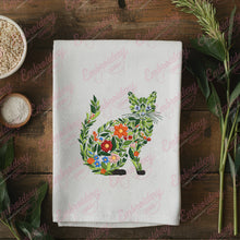 Colorful Botanical Siamese Cat Embroidery Design