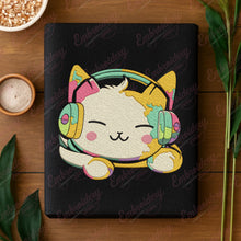 Colorful Cat Wearing Headphones Embroidery Design