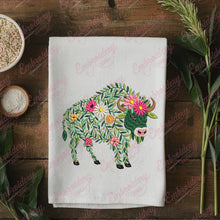 Beautiful Floral Buffalo Embroidery Design