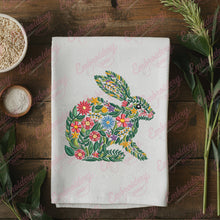 Tropical Leaves And Flowers Rabbit Embroidery Design