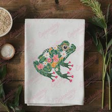 Colorful Botanical Tree Frog Embroidery Design