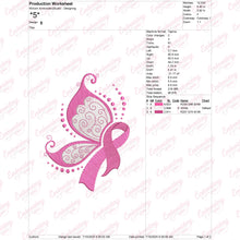 Breast Cancer Awareness Ribbon Butterfly Embroidery Design
