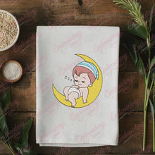 Sleeping Baby On Moon Embroidery Design For Kids