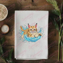 Cute Cat In Water Embroidery Design