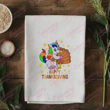 Unicorn And Turkey Happy Thanksgiving Embroidery Design