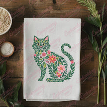 Flower Cat Embroidery Design