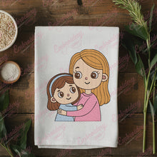 Mom With Little Daughter Mothers Day Embroidery Design