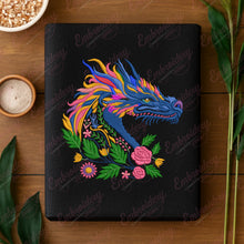 Tropical Leaves And Flowers Dragon Embroidery Design