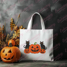 Halloween Black Cat On Pumpkin Embroidery Design