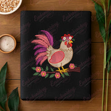 Rooster With Flower Crown Embroidery Design