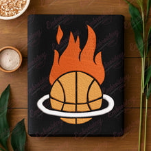 Flaming Basketball Patch Embroidery Design