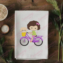 Cute Girl Riding Bicycle Embroidery Design