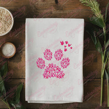 Pink Ribbon Dog Paw Print Breast Cancer Embroidery Design