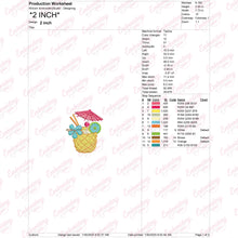Pineapple Fruit Cocktail Summer Embroidery Design